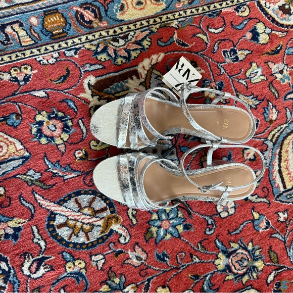 Zara Metallic Silver Strappy Sandals - Picture 1 of 6